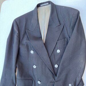 Vintage Givenchy Black Wool Garbardine Blazer with Mother of Pearl Buttons